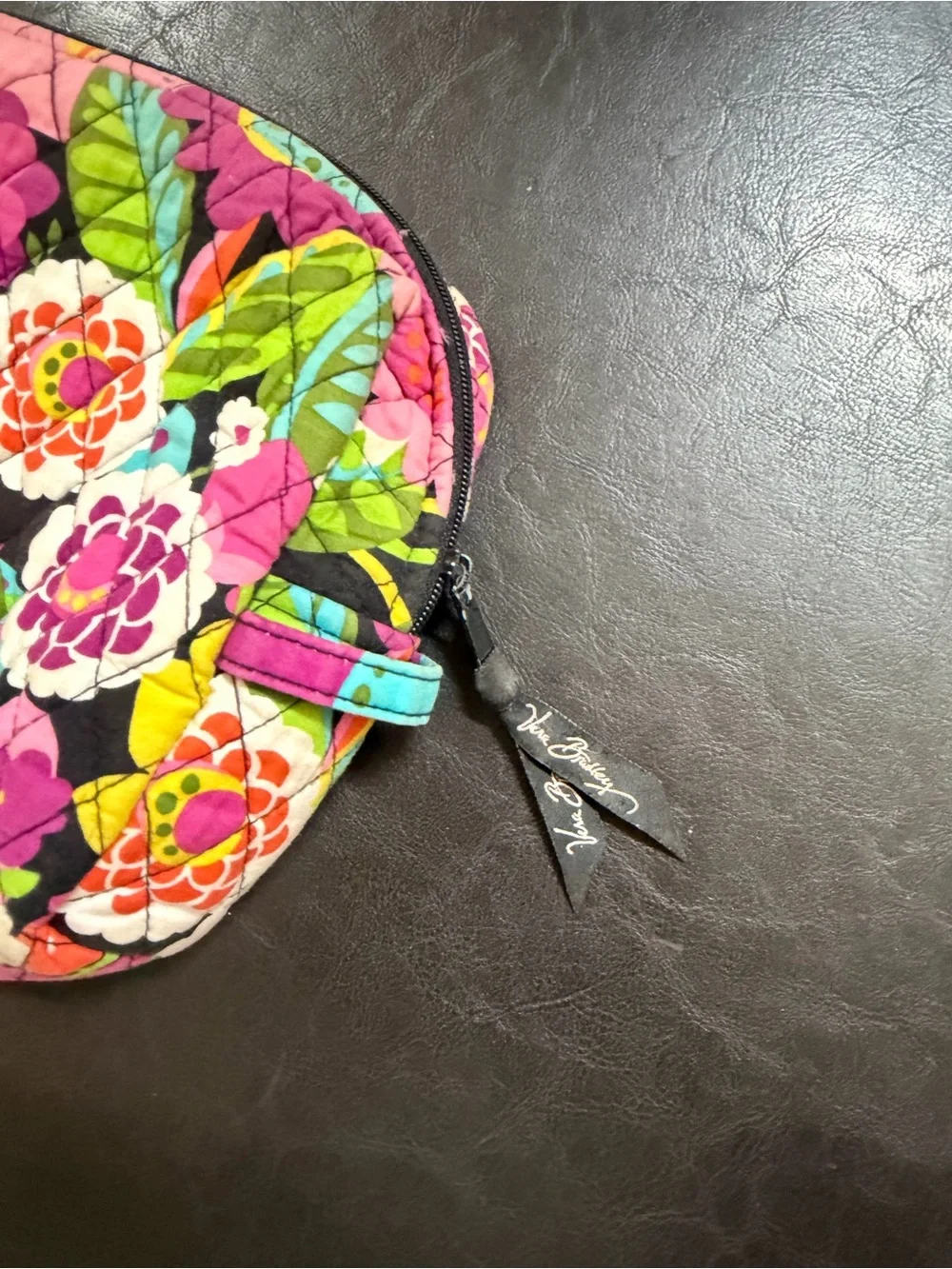 Vera Bradley quilted large and small cosmetic bags Va Va Bloom pattern.